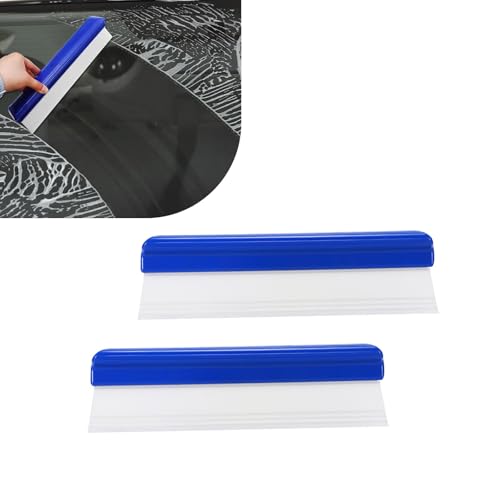 2PCS 12.2 Inch Car Drying Squeegee Water Blade, Silicone T Bar Car Squeegee for Window Cleaning, Upgrade 3-Layer Sink Squeegees Water Blades for Auto Home Use (Blue)