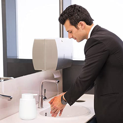 BosilunLife White Soap Dispenser - Ceramic Hand Dish Soap Dispenser for Bathroom 12ounce Refillable Liquid Hand Wash Dispenser for Essential Oil, Lotion Soap (Rubber Paint) - color: Rubber White