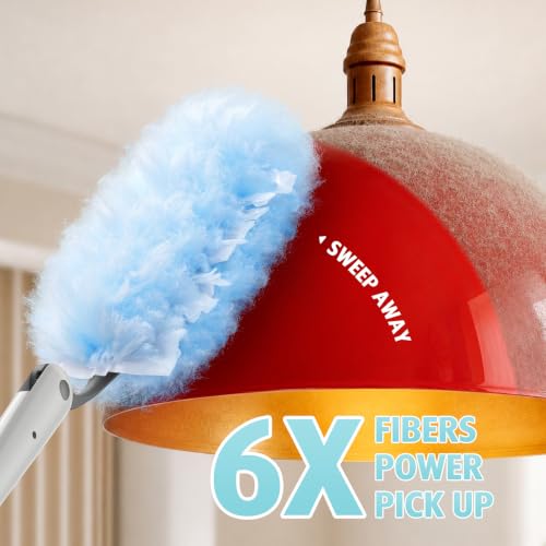 30 Count Heavy Duty Duster Refills with 3 ft Extendable Handle Starter Kit, Compatible with Swiffer Disposable Microfiber Feather Dusters for Cleaning Home - color: 30 Count+ 1 Handle