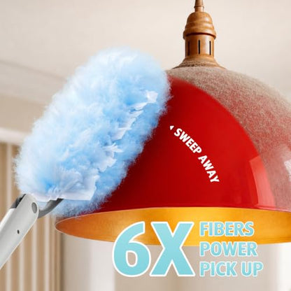 30 Count Heavy Duty Duster Refills with 3 ft Extendable Handle Starter Kit, Compatible with Swiffer Disposable Microfiber Feather Dusters for Cleaning Home - color: 30 Count+ 1 Handle