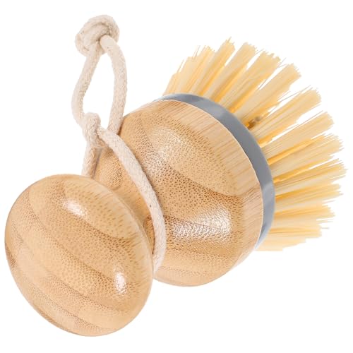 Gatuida Dish Cleaning Brush with Palm Scrubber Handle Gray Kitchen Scrub Brush for Stubborn Stains and Vegetable Washing for Pots