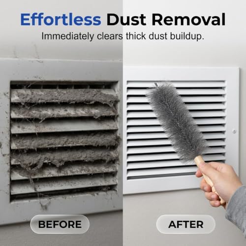 Upgrade Fan Cleaning Brush, Bendable Microfiber Duster Head, Reusable Dust Remover, Washable ldeal for Electric Fans Air Conditioning, Home Car Vents, Curtain (Blue+Grey#2) - color: Blue+grey#2