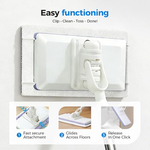 Hands-Free Multi-Purpose Flat Mop, Hands Free Flat Mop One Click with Any Cloth, Easy to Disassemble, Suitable for Tile, Wood, Laminate Floors, Kitchens, Bathrooms and Daily Home Cleaning Use (C) - color: C