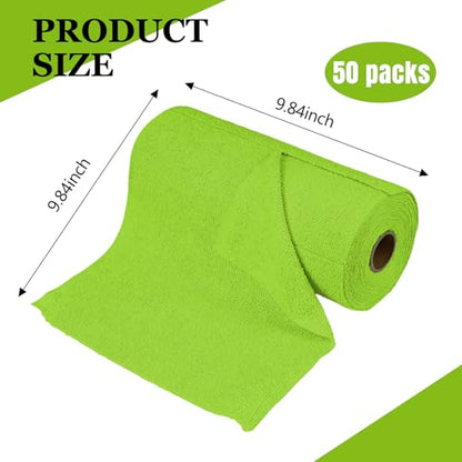 wuyaoyao 50PCS Microfiber Cleaning Cloth Roll, 10"×10" Tear Away Microfiber Towels, Reusable Washable Cloth Paper Towels, Multi-Purpose Cleaning Rags for Car Home Kitchen Garage Shop (Green) - color: Green