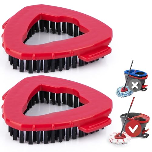 Mop Brush for O-Cedar EasyWring 1 Tank System, Scrubber Brush Replacement Head with Stiff Bristle, Scrub Brush for Bathroom Kitchen Pool, Glass and Tile Walls, 2 Pack, No Include Mop Handle and Base - size: 1-Tank Scrub Brush(2pcs)