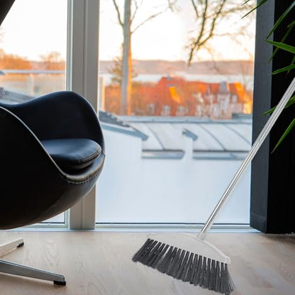 Uonlytech Outdoor Broom for Floor Cleaning with Long Handle, Heavy Duty Angle Broom in Nordic Gray, Plastic Sweeping Tool for Indoor and Outdoor Use