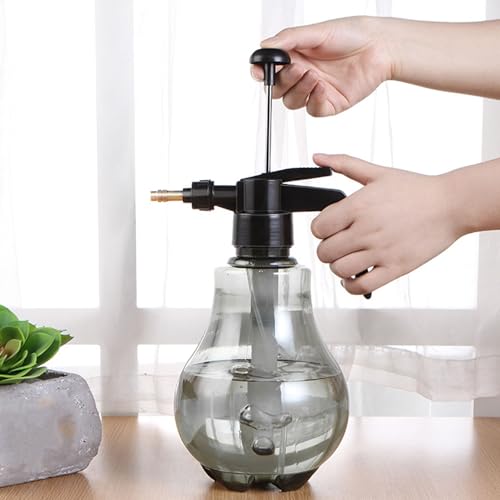 Plastic Pressure Watering Spray Bottle, 1.5L Large Capacity Adjustable Nozzle Home Garden (Gray)