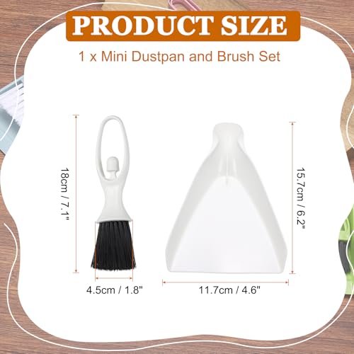 uxcell 2 Pcs Mini Dustpan and Brush Set, Small Broom and Dustpan Set for Office Tabletops Sofas Keyboards Home Cleaning Tool, White - color: White