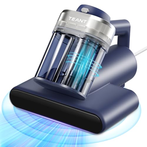 Teant Mattress Vacuum Bed Vacuum Cleaner with 253.7nm UV-C Light, Hyper Helix Motor with 16kPa Strong Suction & 33000 RPM/Min Tapping, HEPA Filter, 149℉ Heat & Ultrasonic & Anion for Bed and Pet. - color: Blue