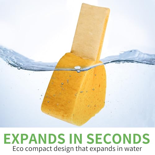 10 Count Compostable Thicker Pop-Up Sponges - Expanding, Non-Scratch, Plant-Based Cleaning Sponges Car Wash Sponge - color: Yellow-10