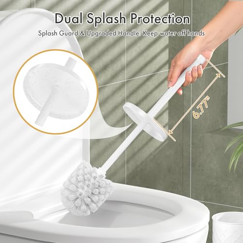 Toilet Bowl Brush and Holder Set 2 Pack with 4 Extra Brush Heads | Extra Long Handle with Splash Guard Cover, Tool-Free Installation, Bathroom Space-Saving, Cleaner Sets for Apartments, RV (White) - color: White