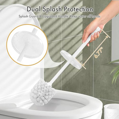 Toilet Bowl Brush and Holder Set 2 Pack with 4 Extra Brush Heads | Extra Long Handle with Splash Guard Cover, Tool-Free Installation, Bathroom Space-Saving, Cleaner Sets for Apartments, RV (White) - color: White