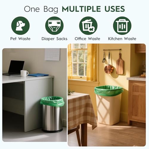 10-13 Gallon Compostable Trash Bags with Handles Tie 30 Bags Biodegradable Garbage Bags Food Scrap Green Waste Bags Thick 0.87 Mil 49.21 Liter ASTM D6400, US BPI and OK Compost Home Certified - color: 13 Gal, Handles Bags, 30 Count