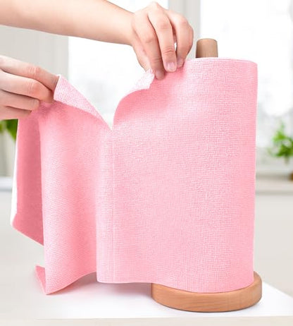 KitchLife Microfiber Cleaning Cloth Roll - Tear-Away Reusable Microfiber Paper Towels, Lint-Free, Washable, 20 Sheets for Kitchen, Car, Dishes, and Sensitive Surfaces (Pink) - color: Pink