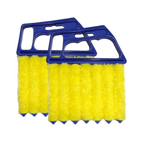 DXNQ 2 PCS Blind Cleaner Duster Tool, Window Venetian Hand-held 7 Finger Dusting Cleaner Brush, Blinds Cleaning Brush Tool for Window Shutters Air Conditioner, Car Accessories (Blue) - color: Blue, 2pcs