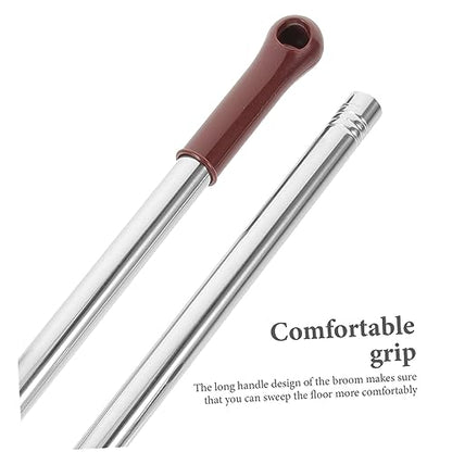 GALPADA Long Handle Soft Bristle Broom Stainless Steel Handle Sturdy Cleaning Tool for Home and Kitchen for Dust and PET Hair Removal
