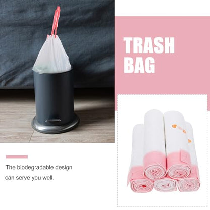 Heavy Duty Drawstring Garbage Bags 5pcs 45X50Cm Thick Plastic Trash Bags for Kitchen Waste Disposal Strong Portable with Tie Closure for Household Cleaning
