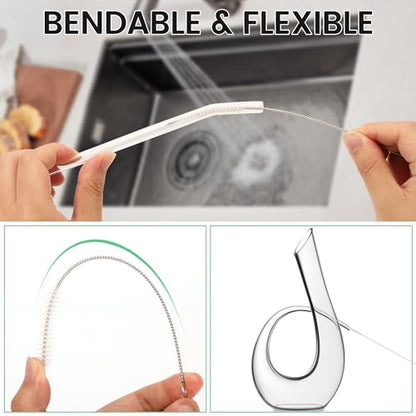 10 Pack Reusable Straw Cleaner Brushes, Assorted Sizes with Extra Long Stainless Steel Handles & Flexible Nylon Bristles, Straw Brush Cleaner for Tumblers, Sippy Cups, Bottles, Pipes & Tubes (White) - size: 8.2 inch white assorted