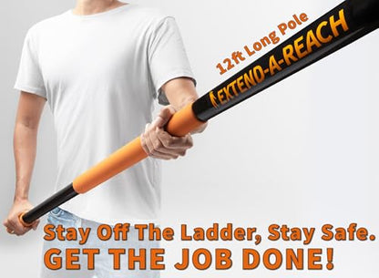 20 Foot High Reach Duster Kit with 4-12 ft Extension Pole // High Ceiling Dusting and Window Cleaning Kit with Telescopic Pole // Baseboard and Wall Washer Mop, Squeegee, Fan Blade & Cobweb Dusters - size: 12 feet