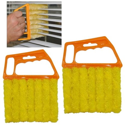 Shutter Brush Window Blind Cleaning Brush, 2 PCS Venetian Blind Cleaner Brush, Microfiber Duster Tool for Window Blinds,Air Vents, Keyboard, Car AC, Washable Reusable Gap Cleaning Brushes (Orange) - color: Orange