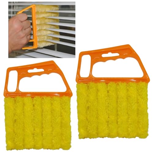 Shutter Brush Window Blind Cleaning Brush, 2 PCS Venetian Blind Cleaner Brush, Microfiber Duster Tool for Window Blinds,Air Vents, Keyboard, Car AC, Washable Reusable Gap Cleaning Brushes (Orange) - color: Orange