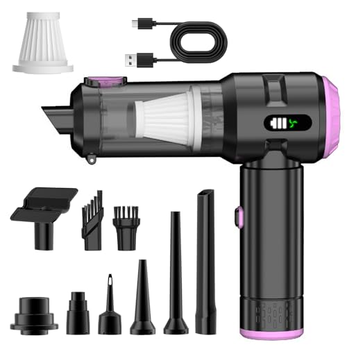 Wansimoo Handheld Car Vacuum Cleaner,25000PA Strong Cyclonic Suction Mini Vacuum Portable Cordless with Digital Display and One Touch Dust Removal for Car, Home, Office, Kitchen (Purple) - color: Purple