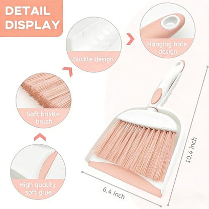 Broom Dustpan Brush Small Dust pan: Small Broom and Dustpan Set Mini Dust pan and Brush Set for Desk, Home, Camping Tent (Pink) - color: Pink, size: 1pcs