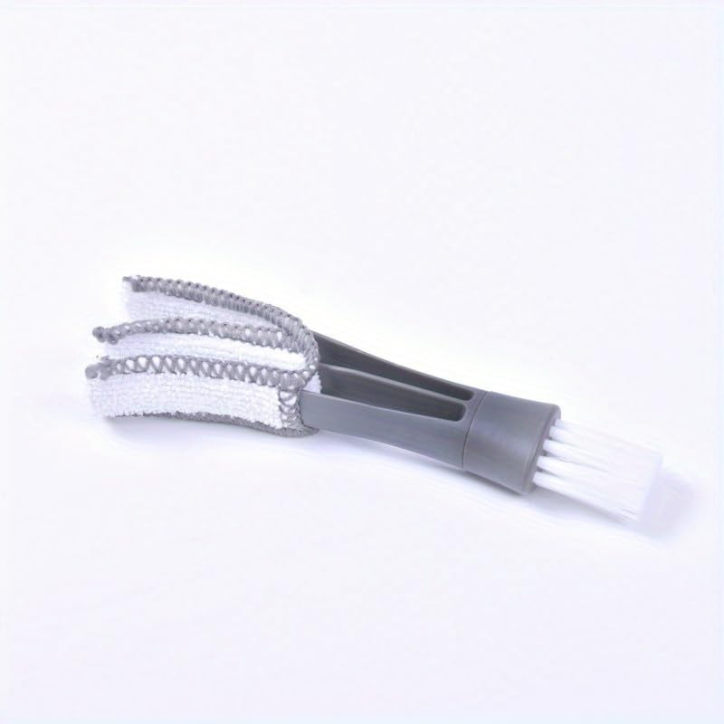 1pc Car Interior Air Conditioner Swing Page Gap Air Outlet Cleaning Brush Double-Head Dust Brush Keyboard Brush (Grey&White) - color: Grey&white