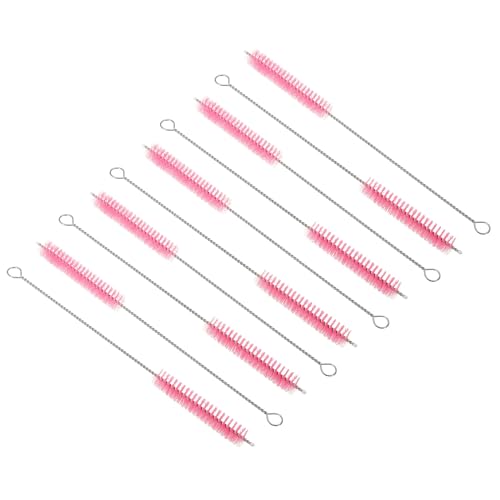 PATIKIL 10"x9/16" Long Straw Brush, 10 Pcs Drinking Straw Cleaning Brush Nylon Pipe Tube Cleaner Brush for Cleaning Straws Pot Spout, Pink - color: Pink, size: 10"x9/16"