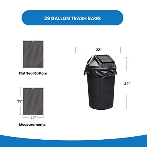 Reli. 39 Gallon Trash Bags Drawstring (100 Count) Large 39 Gallon Heavy Duty Drawstring Trash Bags, Garbage 39Gal Capacity, Lawn Leaf (39Gal, Black) - size: 1 Count (Pack of 100)
