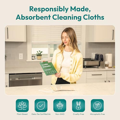 FEBU Swedish Dishcloths for Kitchen | 5 Pack Fresh Flowers Reusable Paper Towels Washable | Swedish Dish Towels | Non-Scratch Cellulose Sponge Cloths | No Odor, Biodegradable Cleaning Cloths - color: Fresh Flowers