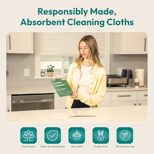 FEBU Swedish Dishcloths for Kitchen | 5 Pack Sunset Reusable Paper Towels Washable | Swedish Dish Towels | Non-Scratch Cellulose Sponge Cloths | No Odor, Biodegradable Cleaning Cloths - color: Sunset