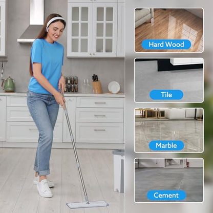 6 Pack Microfiber Cleaning Pads are Compatible with Bona Mop,18 Inch Replaceable Mop Pad Refill,Washable & Reusable Blue Microfiber Mop Pads for Hardwood and Hard-Surface Floors - size: 6PCS