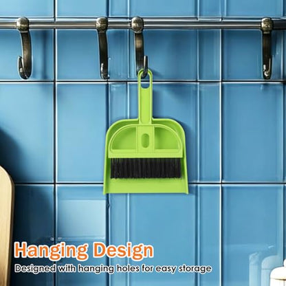 Healifty Mini Broom and Dustpan Set 6-Piece Portable Desk Cleaning Brush Set with Soft Bristles for Keyboard Desktop Pet Hair and Hard Floor Use