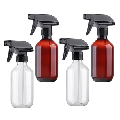 Spray Bottles 2 Pack 10oz Empty Squirt Bottle Plastic Refillable Containers | Fine Mist Water Spray Bottle with Adjustable Nozzle BPA Free Small Spray Bottle for Cleaning, Plants, Pet Training, Hair - color: 2clear+2brown