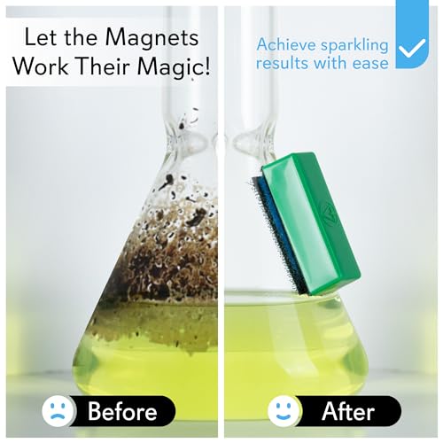 Magnetic Glass Cleaner BoroBuddy Pro | Cleans Hard to Reach Stains on Glass, Ceramic, Metal Pieces of All Shapes & Sizes | Glass Pieces, Bottles, Glassware | Free Scrubber Pads | Green