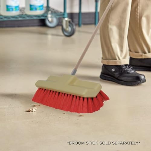 Soro Essentials- 10" Multi-Angle Floor Scrub Brush Head Only with 0.6mm Red Synthetic Bristles-Household Cleaning Brushes Stiff Bristle Floor Scrubber for Cleaning Shower Bathroom Garage Kitchen Wall