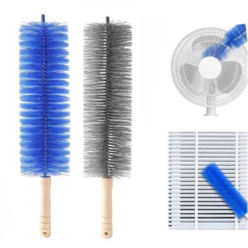 Fan Cleaning Brush, Bendable Cobweb Duster Cobweb Duster, 2026 New Microfiber Head Dusting Brush, Washable ldeal for Electric Fans Air Conditioning, Home Car Vents, Curtain (Blue+Grey#2) - color: Blue+grey#2