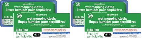 Amazon Basics Wet Mopping Cloth Refills, 48 Count, Pack of 2 - size: 48 Count (4 Packs of 12), style: Wet Mopping Cloth Refills