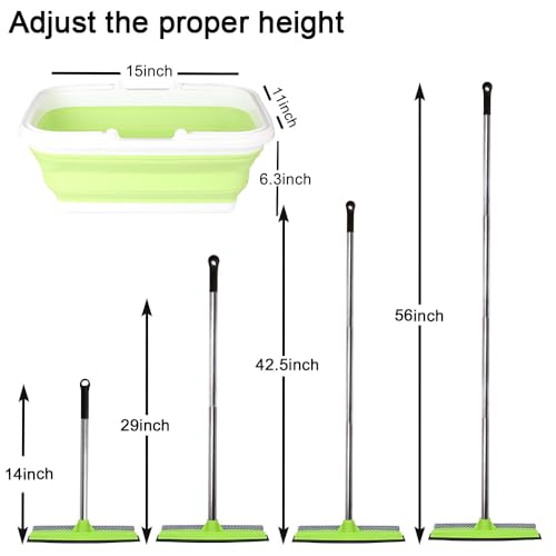 Window Cleaning Kit, Squeegee with Bucket for Windshield Cleaning, Bathroom, Shower Doors, Mirrors, Tiles, and Car Windows (Green) - color: Green