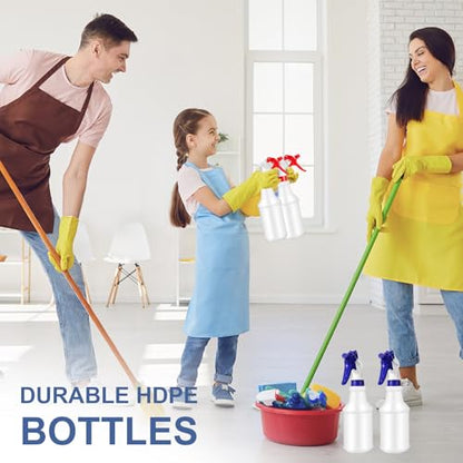Zubebe 24 Pack 32 oz Plastic Spray Bottle Bulk Empty Leakproof Heavy Duty Spray Bottles for Cleaning Supplies Mist Bottles with Label and Adjustable Nozzle for Plant(Red, Blue,Clear Scale) - color: Red, Blue, style: Clear Scale
