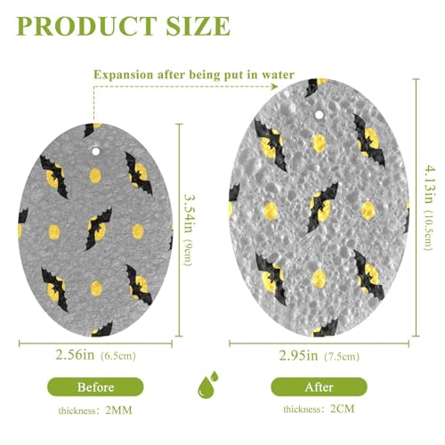 Bats Halloween Elements Dish Scrub Sponges Kitchen Non Scratch Reusable Compressed Cellulose Sponge Hanging for Household Cleaning Washing Dishes Pots and Pans 3 Pack - color: Pattern13