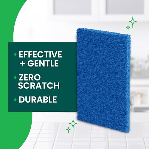 Scotch-Brite Zero Scratch Scouring Pad, Effective + Gentle Dish Scrubber for Household Cleaning, 2 Scrub Pads for Dishes, Nonstick Pots and Pans, Glass, Tubs, Showers, Reusable & Durable