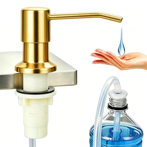 Soap Dispenser for Kitchen Sink, Built in Sink Soap Dispenser (Brushed Nickel), Countertop Soap Dispenser Pump with 47" Extension Tube kit, No Need to Fill Little Bottle Again (Titanium Gold) - color: Titanium Gold