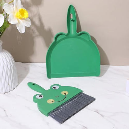 Upgrade Small White Broom and Dustpan Set, Hand Dustpan and Brush Set, Cute White Mini Broom and Dust pan Sets, Little Dust Pan for Home Use Tabletop Debris Cleaning Pet Guinea Pig Cages (Green) - color: Green