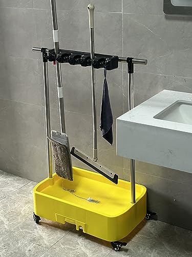 Cleaning Tool Cart Storage For Hotels Restaurant Schools and Home Office, Stand Alone Mop and Broom Holder for Bathroom/ Kitchen/ Laundry Room, Quick Drainage ( Color : Style-1 , Size : 6 Pole Clip ) - color: Style-1, size: 6 Pole Clip