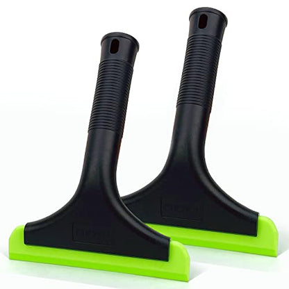 Super Flexible Silicone Squeegee, Auto Water Blade, Water Wiper, Shower Squeegee, 5.9'' Blade and 7.5'' Long Handle, for Car Windshield, Window, Mirror, Glass Door, Black Green - color: Black Green