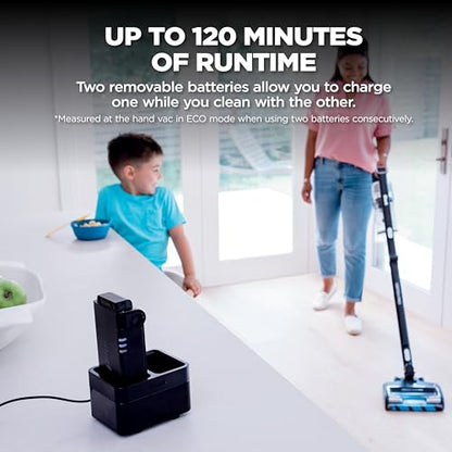 Shark Vertex Pro Cordless Stick Vaccum | Lightweight 2-in-1 Vacuum with Removeable Handheld, DuoClean Powerfins, HEPA, IQ Display & Self Cleaning Brushroll | 120-Min Runtime | Black/Silver | IZ682H - style: Vertex FlexPro w/ PowerDisplay(120 min)