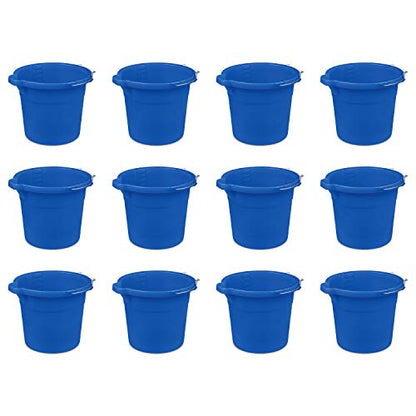 Sterilite 12 Quart Spout Pail with Handle, Plastic Bucket for Household Cleaning, Washing The Car, and Mopping, Spout to Pour Water, Blue, 12-Pack