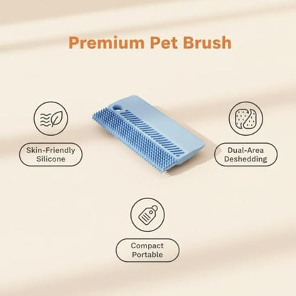 Blue Double-Sided Pet Hair Remover, Reusable Soft Silicone Lint Scraper for Couch, Rug & Coat, Portable Dog Cat Fur Remover Tool - color: Blue